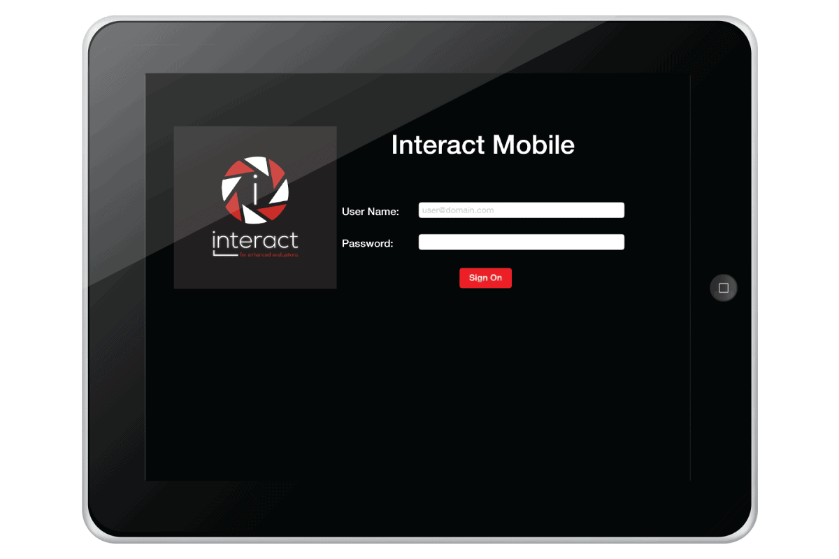 Mobile app screen on tablet